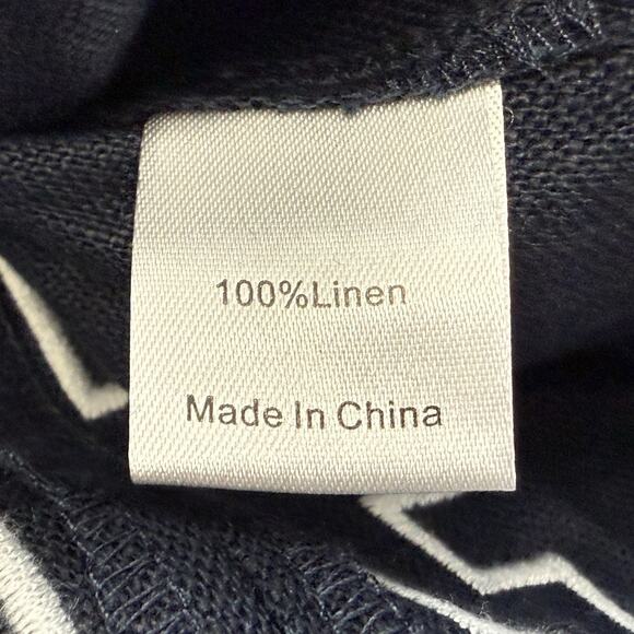 Tuckernuck x Atlantic-Pacific Navy Long 100% Linen Hartman Kaftan Dress Size M - Picture 9 of 10